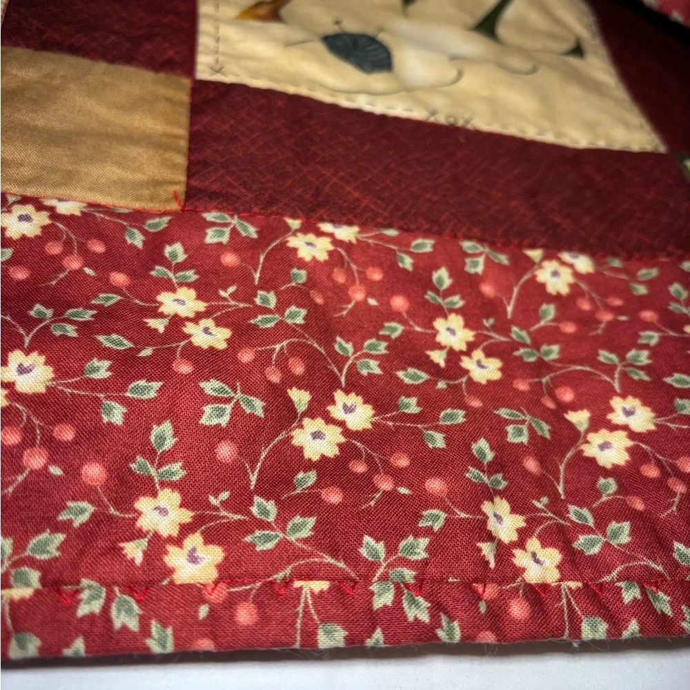 Alphabet Patchwork Quilt Handmade Stitched Floral Back Moody Cozy 34” X 33.5”